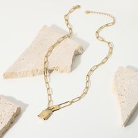 Fashion Gold Paper Clip Lock Pendant Necklace main image 4