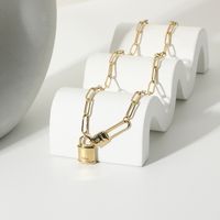 Fashion Gold Paper Clip Lock Pendant Necklace main image 5