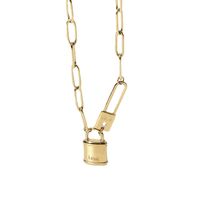 Fashion Gold Paper Clip Lock Pendant Necklace main image 6