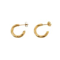 Gold-plated Stainless Steel Twisted C-shaped Hoop Earrings main image 6