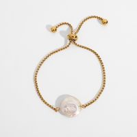 Baroque Pearl Waterproof Adjustable Gold-plated Stainless Steel Bracelet main image 4