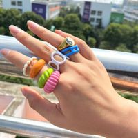 Fashion Geometric Candy Color Copper Ring Wholesale main image 1