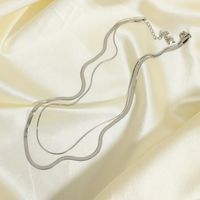 Simple Double Snake Chain Gold-plated Stainless Steel Necklace main image 3