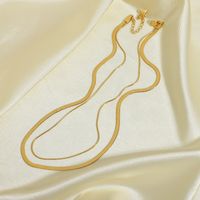 Simple Double Snake Chain Gold-plated Stainless Steel Necklace main image 4