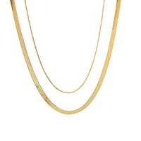 Simple Double Snake Chain Gold-plated Stainless Steel Necklace main image 6