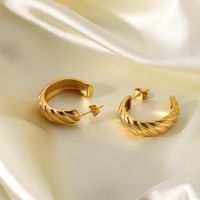 C Shape Plating Stainless Steel No Inlaid Gold Plated Earrings main image 3