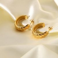 C Shape Plating Stainless Steel No Inlaid Gold Plated Earrings main image 4