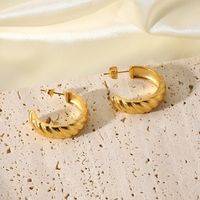 C Shape Plating Stainless Steel No Inlaid Gold Plated Earrings main image 5