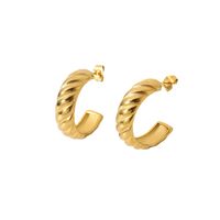 C Shape Plating Stainless Steel No Inlaid Gold Plated Earrings main image 6