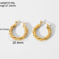 Gold-plated Stainless Steel Bread Pattern Double-strand Hemp Wreath Hoop Earrings sku image 1