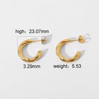 Gold-plated Stainless Steel Twisted C-shaped Hoop Earrings sku image 1