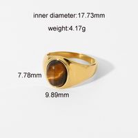 Fashion Stainless Steel Metal Oval Tiger Eye Stone Ring Wholesale sku image 2