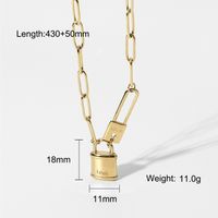 Fashion Gold Paper Clip Lock Pendant Necklace sku image 1