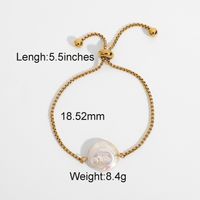 Baroque Pearl Waterproof Adjustable Gold-plated Stainless Steel Bracelet sku image 1