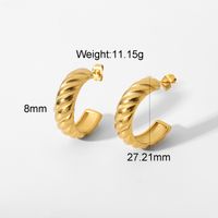 C Shape Plating Stainless Steel No Inlaid Gold Plated Earrings sku image 1