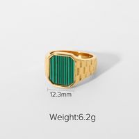 Fashion Stainless Steel Green Malachite White Shell Rectangular Ring sku image 1