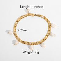 Retro Stainless Steel Pearl Pendant Anklet Foot Ornaments sku image 1