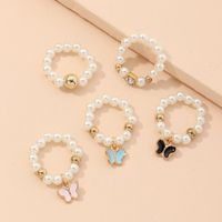 Cute Butterfly Pearl Pendant Children's Ring main image 3