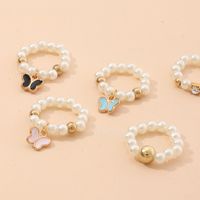 Cute Butterfly Pearl Pendant Children's Ring main image 4