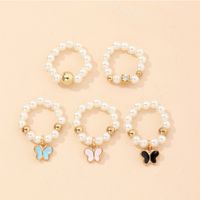 Cute Butterfly Pearl Pendant Children's Ring main image 5