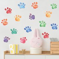 Simple Cartoon Color Paw Print Decorative Wall Stickers main image 4
