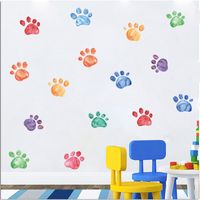 Simple Cartoon Color Paw Print Decorative Wall Stickers main image 6