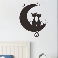 Simple Moon Cats Back View Bedroom Porch Wall Stickers main image 5