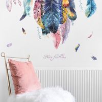 Fashion Color Feather Bedroom Porch Living Wall Stickers main image 1