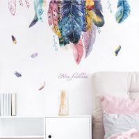Fashion Color Feather Bedroom Porch Living Wall Stickers main image 3