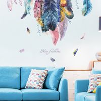 Fashion Color Feather Bedroom Porch Living Wall Stickers main image 4