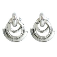 Fashion Electroplating Silver Circle Interlaced Earrings main image 1