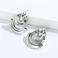 Fashion Electroplating Silver Circle Interlaced Earrings main image 3