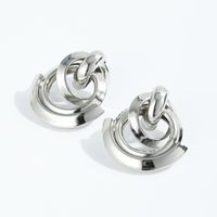 Fashion Electroplating Silver Circle Interlaced Earrings main image 4