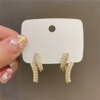 Korean Diamond-studded Pearl Alloy Earrings Wholesale main image 1