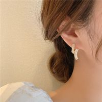 Korean Diamond-studded Pearl Alloy Earrings Wholesale main image 3