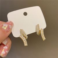 Korean Diamond-studded Pearl Alloy Earrings Wholesale main image 4
