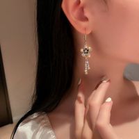 Fashion Diamond Flower Long Tassel Earrings Wholesale main image 5