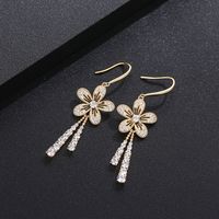 Fashion Diamond Flower Long Tassel Earrings Wholesale main image 6