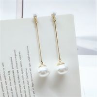 Korean Alloy Diamond Long Pearl Earrings Wholesale main image 1