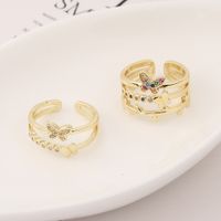 Fashion Copper 18k Gold Wide Multi-layer Butterfly Ring main image 1