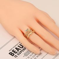 Fashion Copper 18k Gold Wide Multi-layer Butterfly Ring main image 3