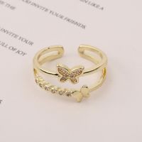 Fashion Copper 18k Gold Wide Multi-layer Butterfly Ring main image 4