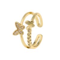 Fashion Copper 18k Gold Wide Multi-layer Butterfly Ring main image 6