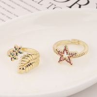 Fashion Copper Flower Five-pointed Star Opening Ring Wholesale main image 1