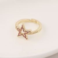 Fashion Copper Flower Five-pointed Star Opening Ring Wholesale main image 5