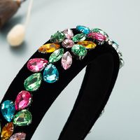 Baroque Retro Fashion Color Rhinestone Flannel Flower Headband main image 5