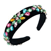 Baroque Retro Fashion Color Rhinestone Flannel Flower Headband main image 6