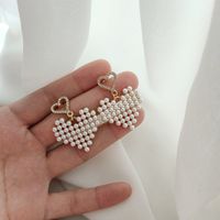 Boucles D&#39;oreilles Coeur En Alliage De Perles De Diamant À La Mode sku image 1