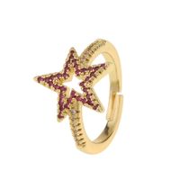 Fashion Copper Flower Five-pointed Star Opening Ring Wholesale sku image 2