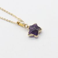 Simple Semi-precious Stone Gilt Five-pointed Star Pendant Necklace sku image 1